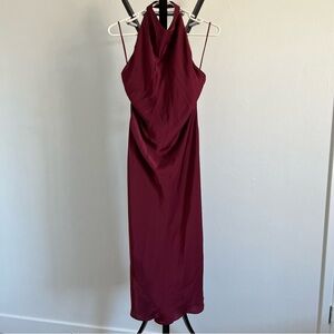 Aritzia Babaton Audience Satin Deep Red Backless Dress
